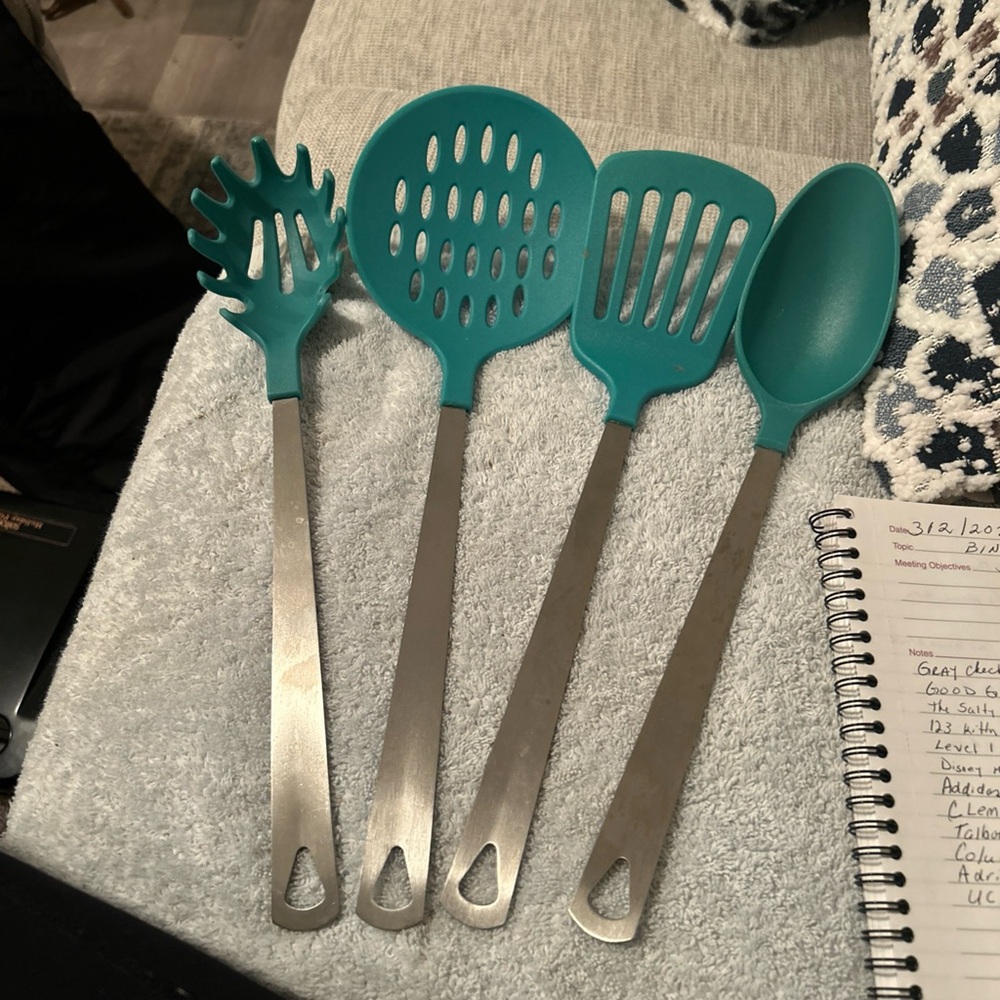Green Kitchen Utensil Set - 4 Piece Nylon & Stainless